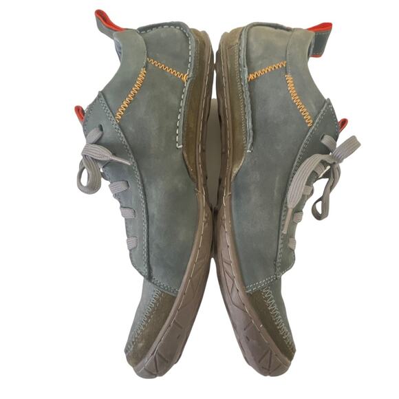 Muk Luks Suede Shoes Sz 13 Men's Leather Lace-up Sneakers Blue Orange Accent - Picture 4 of 9